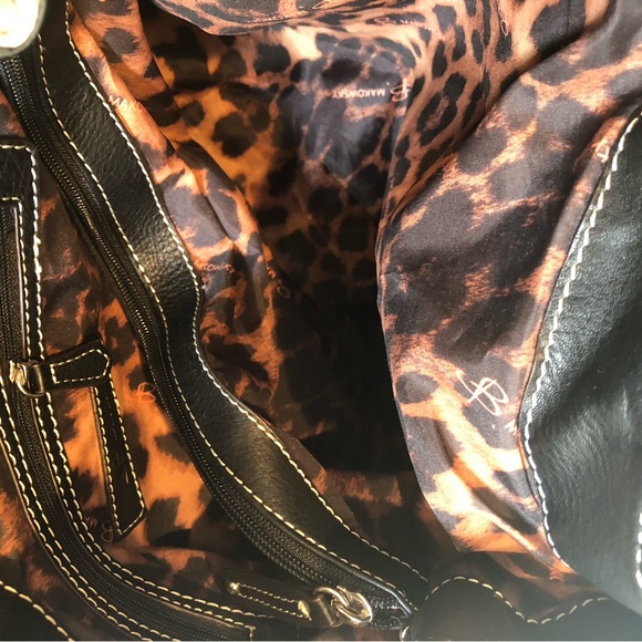 Stylish Black and Cream Leather Bag - Picture 4 of 6